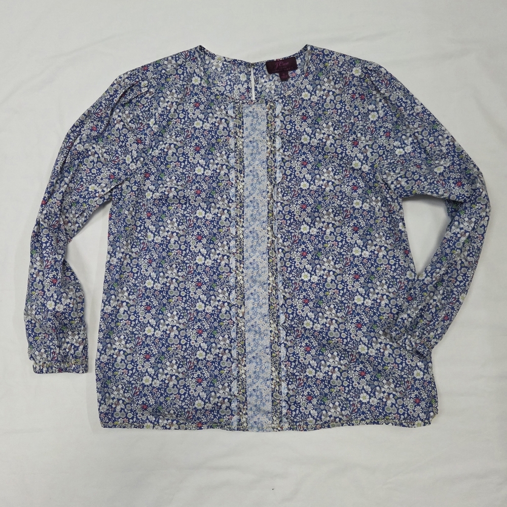 J. Crew LIBERTY LONDON Blue Floral Long-Sleeve Blouse